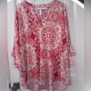 Scarlett Pink and Cream Paisley V-Neck Tunic